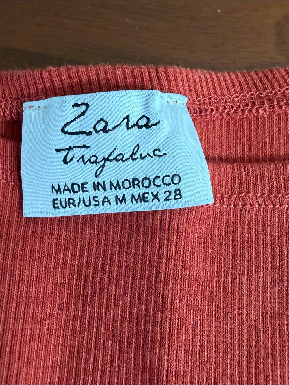 Zara Rust-Red Ribbed Tank Top-Size M - Picture 3 of 7